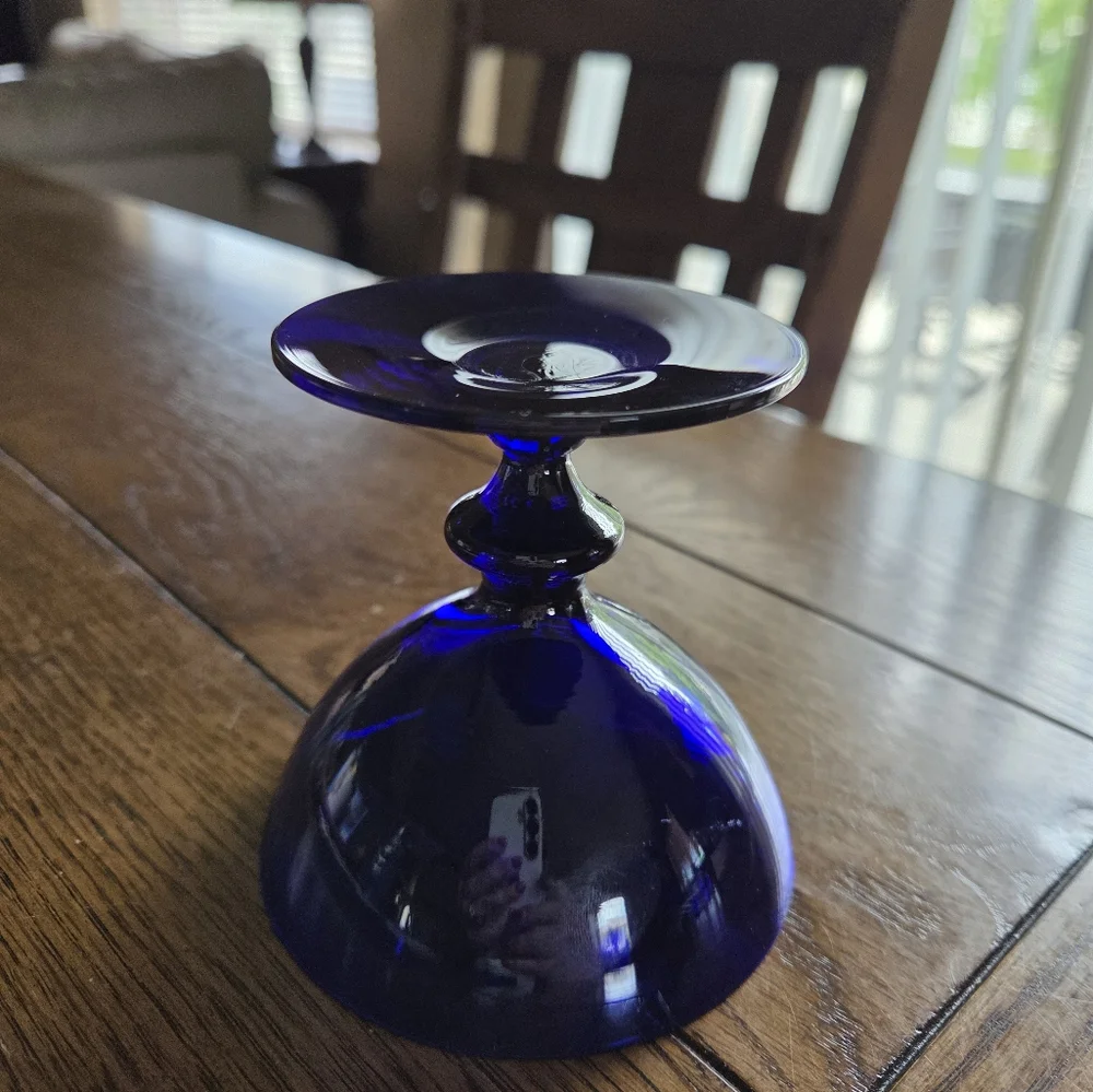 Vintage Imperial Glass USA Cobalt Blue Footed Dessert Glass